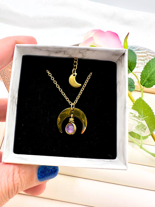 Amuleto Luna rovesciata e Ametista