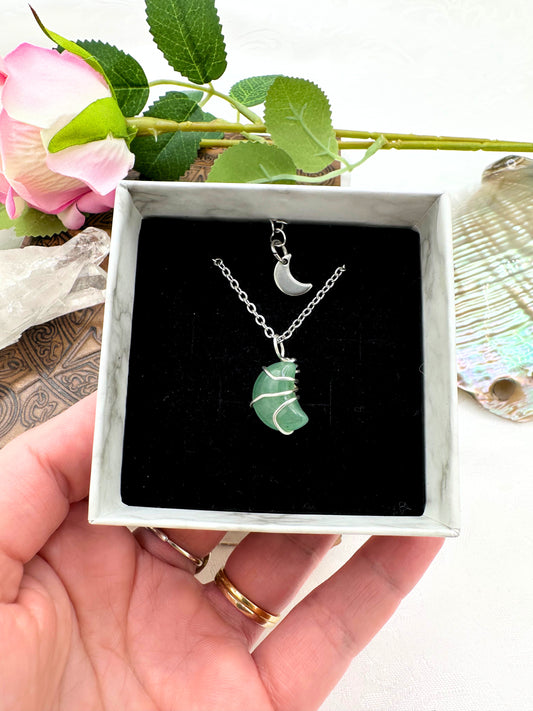 Collana Luna in Avventurina Verde